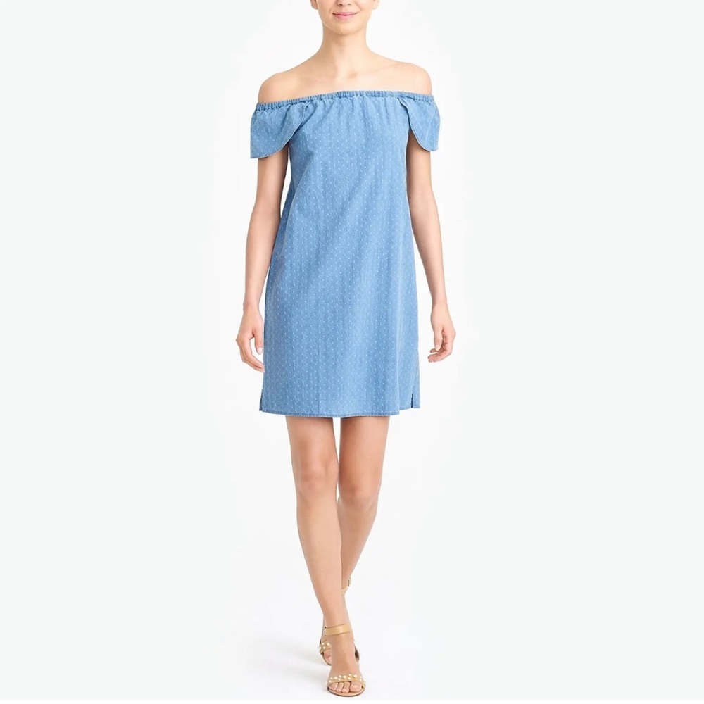 J.Crew Indigo Dobby Off The Shoulder Dress